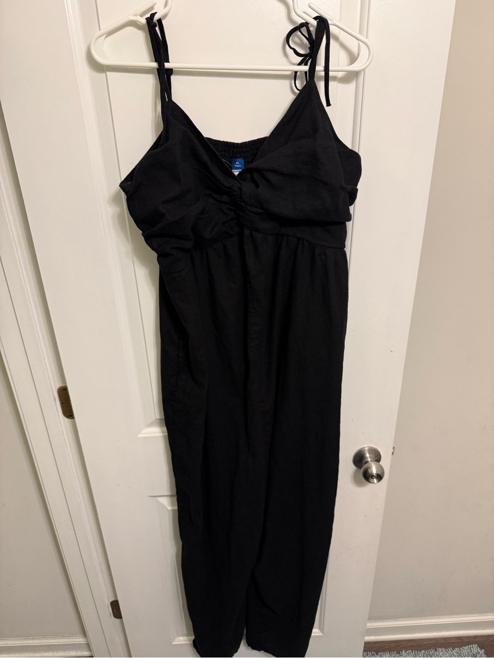 Old Navy Black Wide Leg Linen Tie-Shoulder Jumpsuit